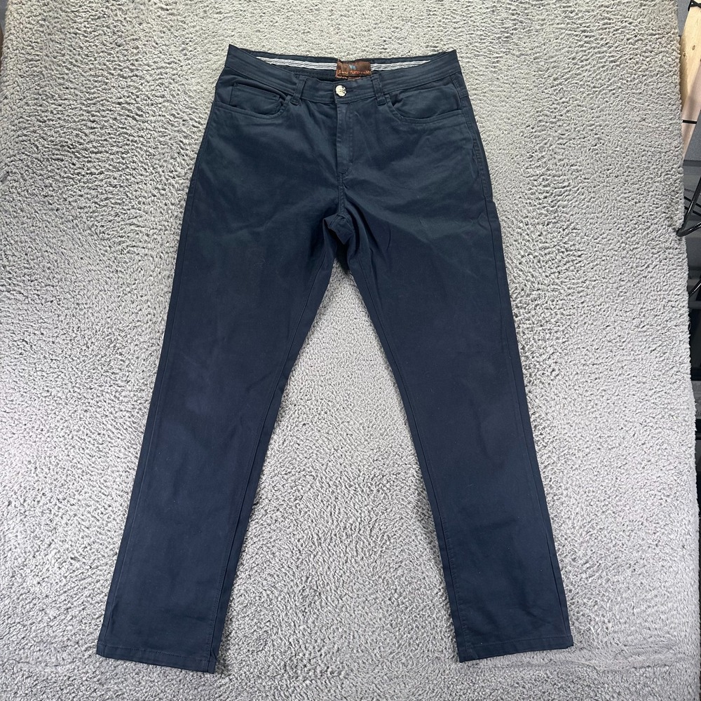 James Tattersall Pant Men 32x32 Blue Cotton Chino Straight Preppy Career Stretch
